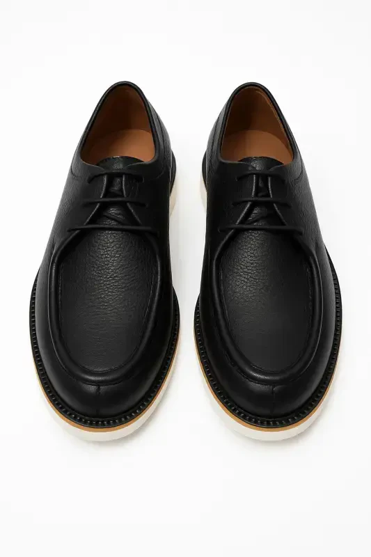 Modazone Men's Black Leather Smart Casual Shoes - 2