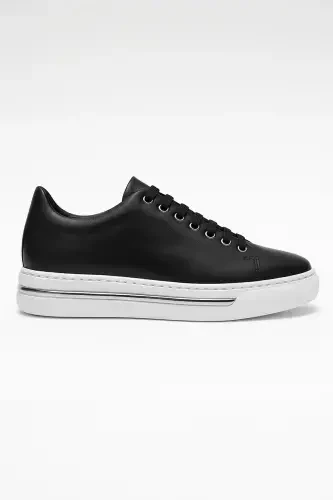 Modazone Men's Black Leather Sneaker Shoes - MORVEN (1)