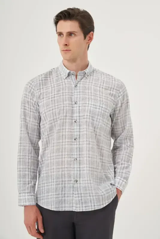 Modazone Men's Black Linen Trend Regular Fit Buttoned Collar Shirt - 1