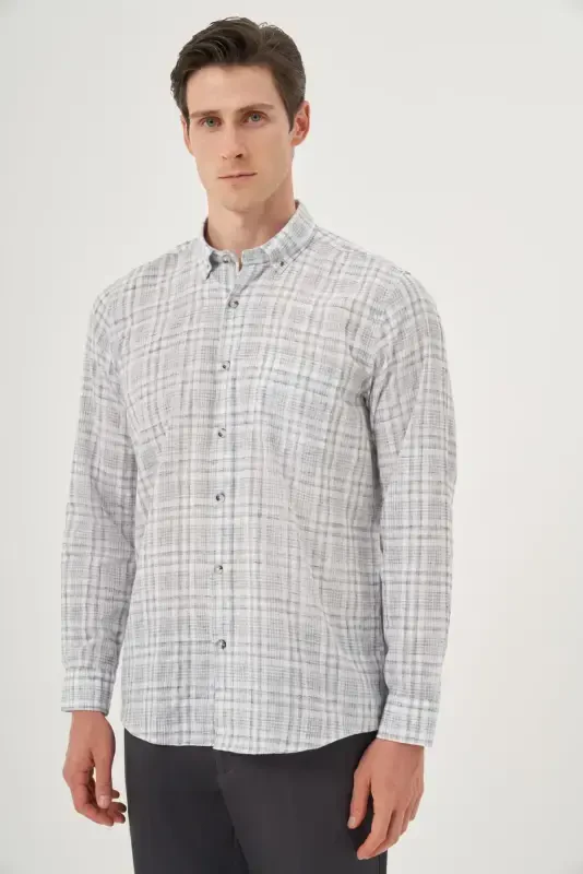 Modazone Men's Black Linen Trend Regular Fit Buttoned Collar Shirt - 3