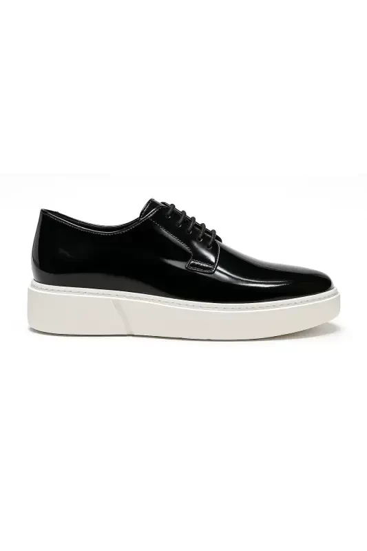 Modazone Men's Black Opening Leather Sneaker Shoe - MORVEN