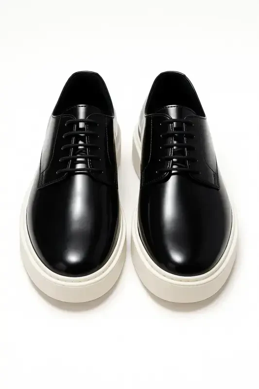 Modazone Men's Black Opening Leather Sneaker Shoe - 2