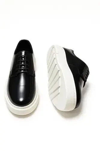 Modazone Men's Black Opening Leather Sneaker Shoe - 3