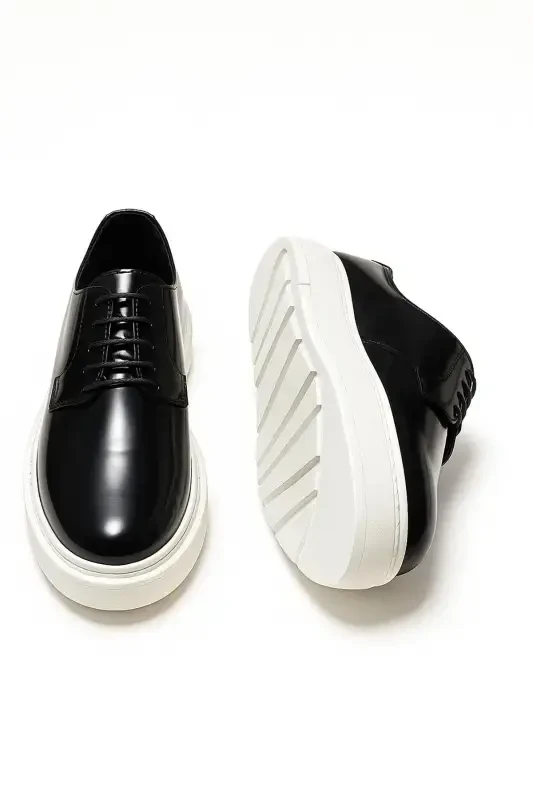 Modazone Men's Black Opening Leather Sneaker Shoe - 3