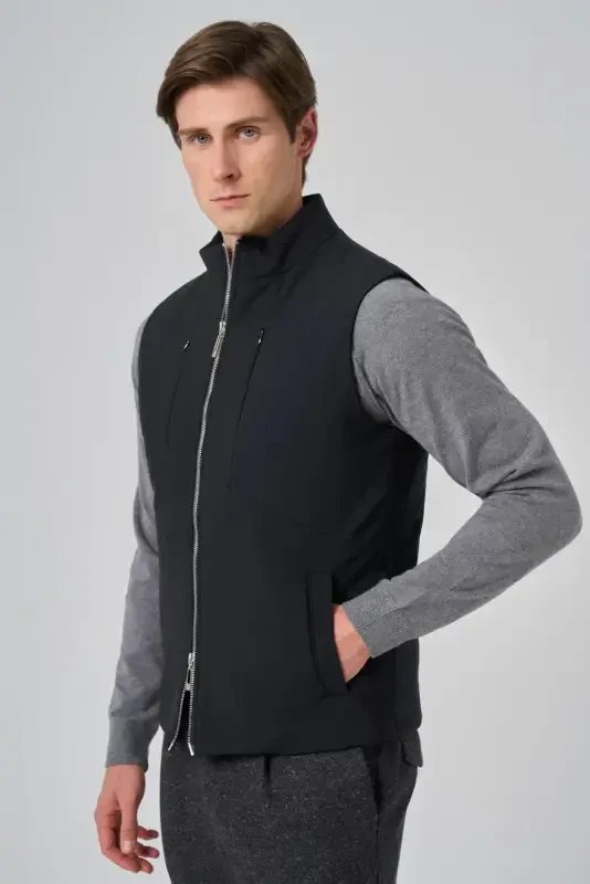 Modazone Men's Black Polyamide Sports Hidden Pocket Zipper Vest - 2