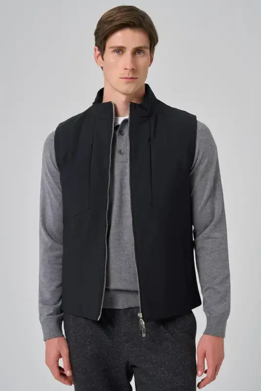 Modazone Men's Black Polyamide Sports Hidden Pocket Zipper Vest - 3