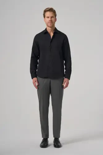 Modazone Men's Black Polyester Patterned Trendy Dynamic Fit Italian Collar Shirt - 4