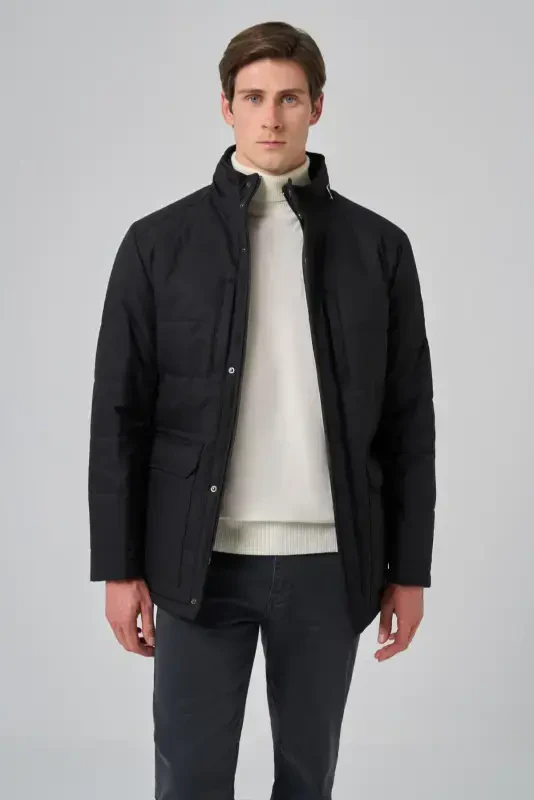 Modazone Men's Black Polyester Snap Fastened Hooded Jacket - 2