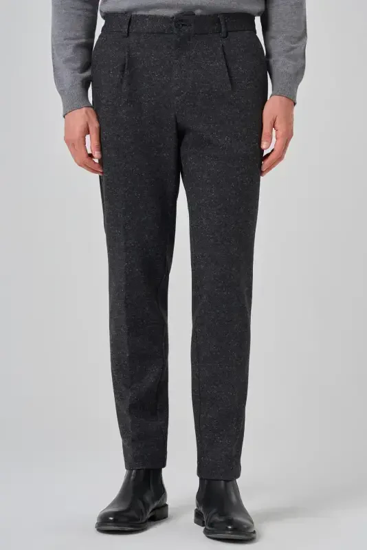 Modazone Men's Black Polyester Trendy Patterned Slim Fit Trousers - 1