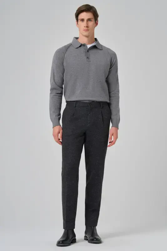 Modazone Men's Black Polyester Trendy Patterned Slim Fit Trousers - 3