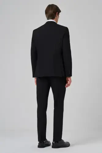 Modazone Men's Black Polyviscose Basic Slim Fit Pointed Collar Suit - 5