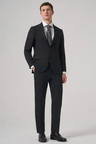 Modazone Men's Black Polyviscose Basic Slim Fit Pointed Collar Suit - 5