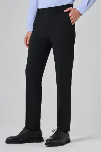 Modazone Men's Black Polyviscose Basic Slim Fit Trousers - MORVEN (1)