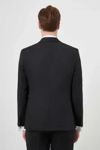 Modazone Men's Black Polyviscose Ceromonia Santorini Slim Fit Shawl Collar Groom Suit - 8