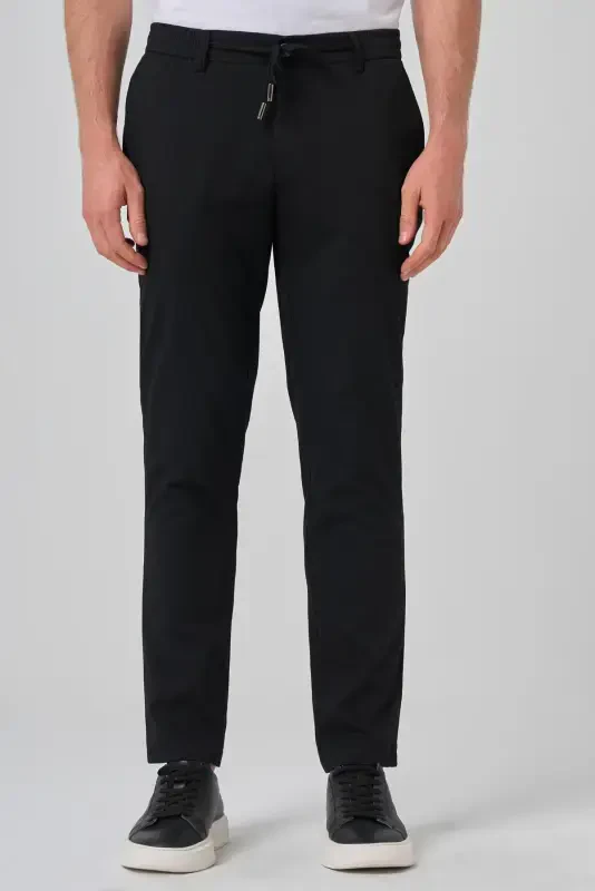 Modazone Men's Black Polyviscose Jogger Slim Fit Trousers - 1