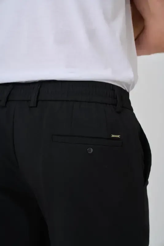 Modazone Men's Black Polyviscose Jogger Slim Fit Trousers - 5