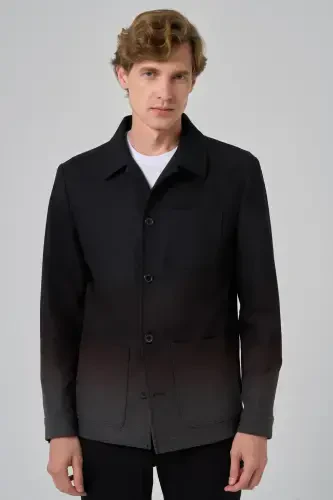 Modazone Men's Black Polyviscose Paneled Shirt Jacket - 1