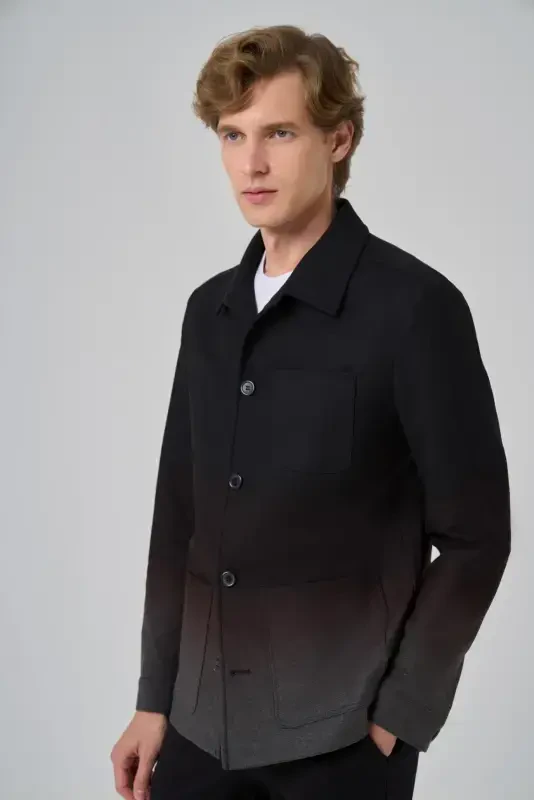 Modazone Men's Black Polyviscose Paneled Shirt Jacket - 2