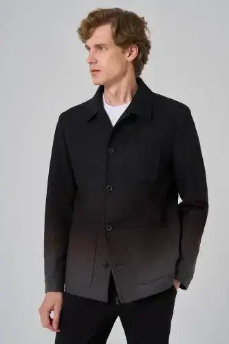Modazone Men's Black Polyviscose Paneled Shirt Jacket - 3