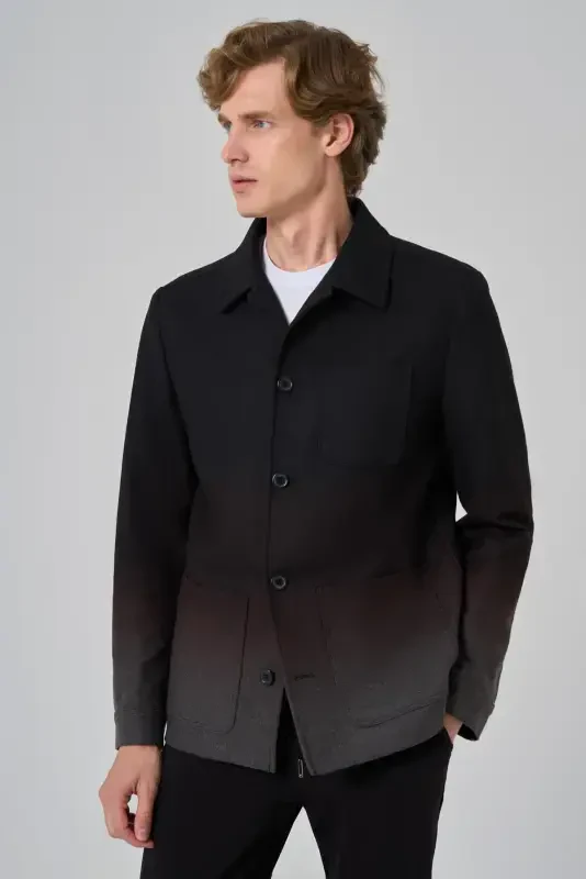 Modazone Men's Black Polyviscose Paneled Shirt Jacket - 3