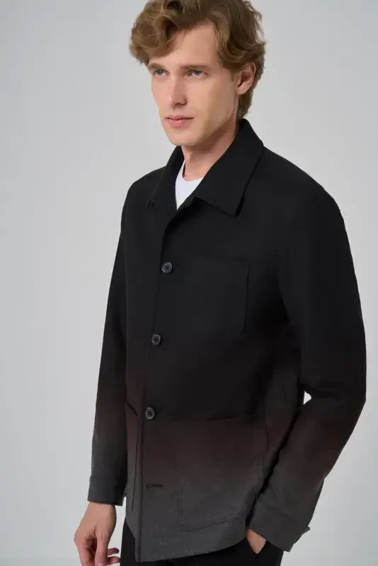 Modazone Men's Black Polyviscose Paneled Shirt Jacket - 4