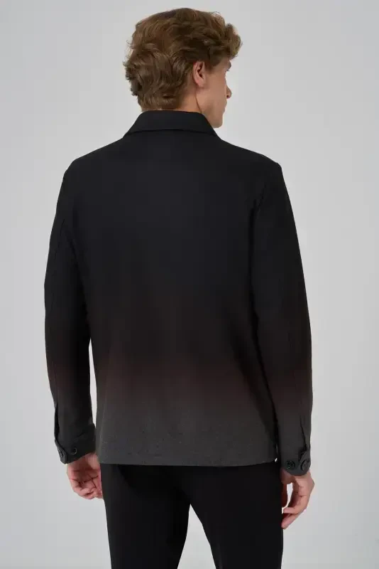 Modazone Men's Black Polyviscose Paneled Shirt Jacket - 5