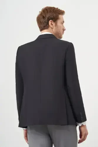 Modazone Men's Black Polyviscose Slim Fit Peak Lapel Classic Jacket - 5