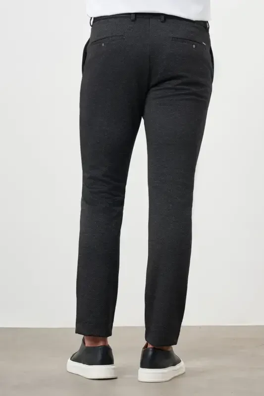 Modazone Men's Black Polyviscose Trend Pleated Slim Fit Sport Pants - 3