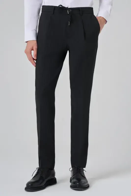 Modazone Men's Black Polyviscose Trend Striped Slim Fit Jogger Pants - 2