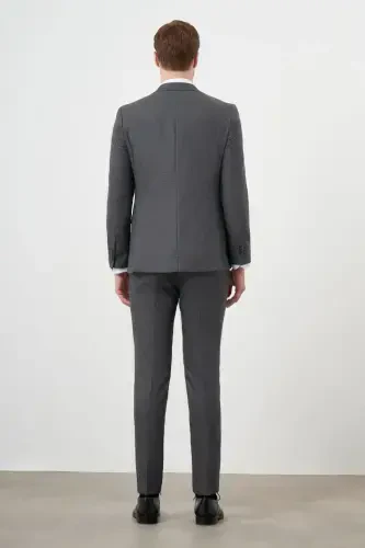 Modazone Men's Black Polyviscose Trend Vest Patterned Slim Fit Pointed Collar Suit - 6