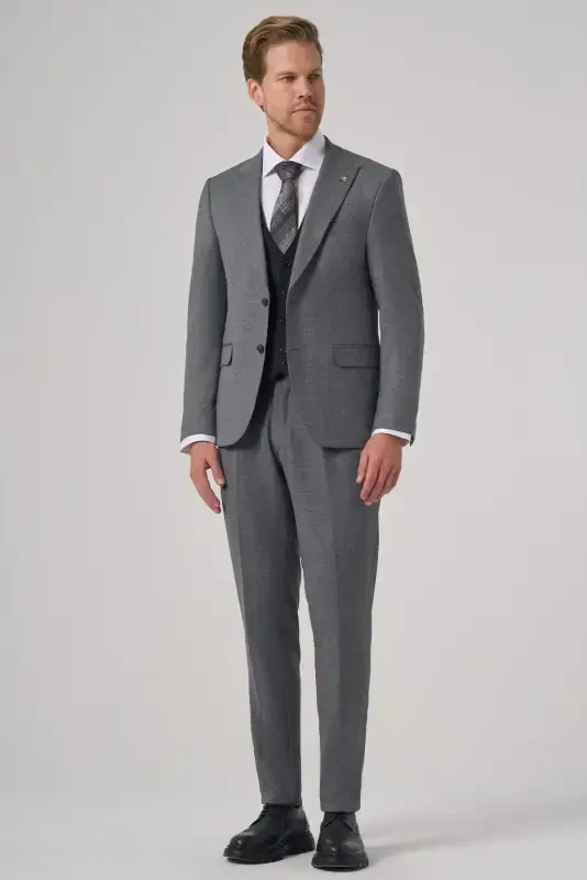 Modazone Men's Black Polyviscose Trendy Patterned Slim Fit Vest Combination Suit - 4