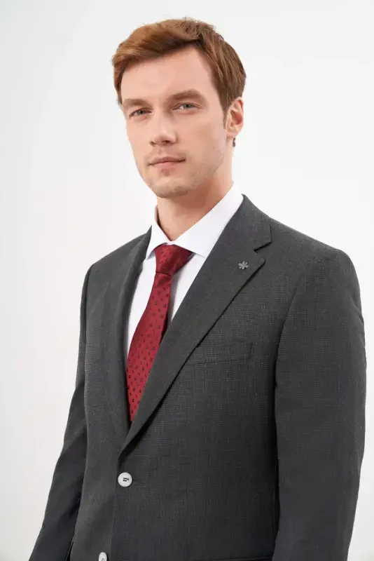 Modazone Men's Black Polyviscose Trendy Plaid Dynamic Fit Mono Collar Suit - 5