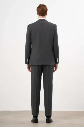 Modazone Men's Black Polyviscose Trendy Plaid Dynamic Fit Mono Collar Suit - 6