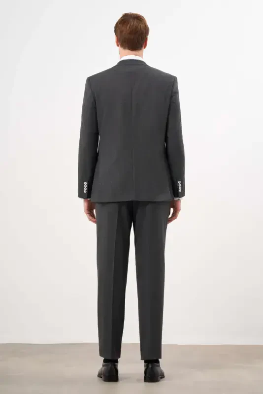 Modazone Men's Black Polyviscose Trendy Plaid Dynamic Fit Mono Collar Suit - 6