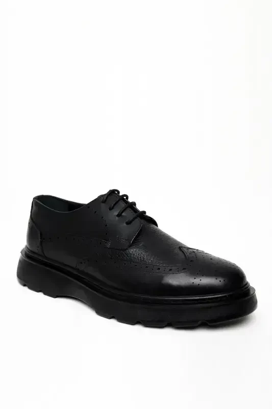 Modazone Men's Black Seasonal Casual Aniline Leather Shoes - MORVEN