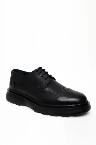 Modazone Men's Black Seasonal Casual Aniline Leather Shoes - 1