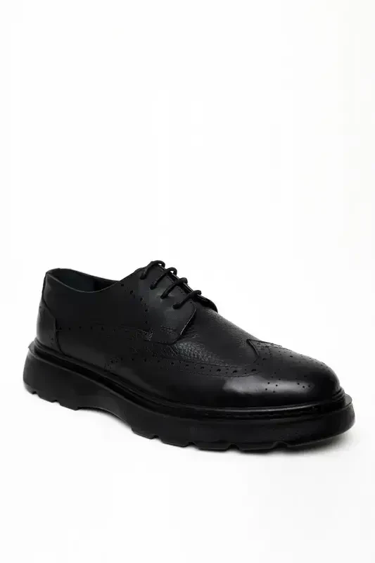Modazone Men's Black Seasonal Casual Aniline Leather Shoes - 1