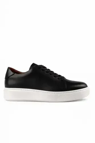 Modazone Men's Black Seasonal Casual Leather Sneakers - 1