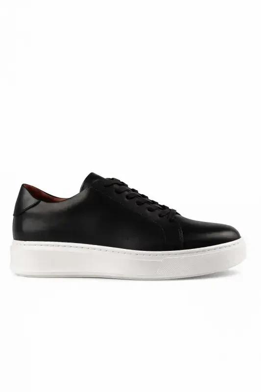 Modazone Men's Black Seasonal Casual Leather Sneakers - MORVEN