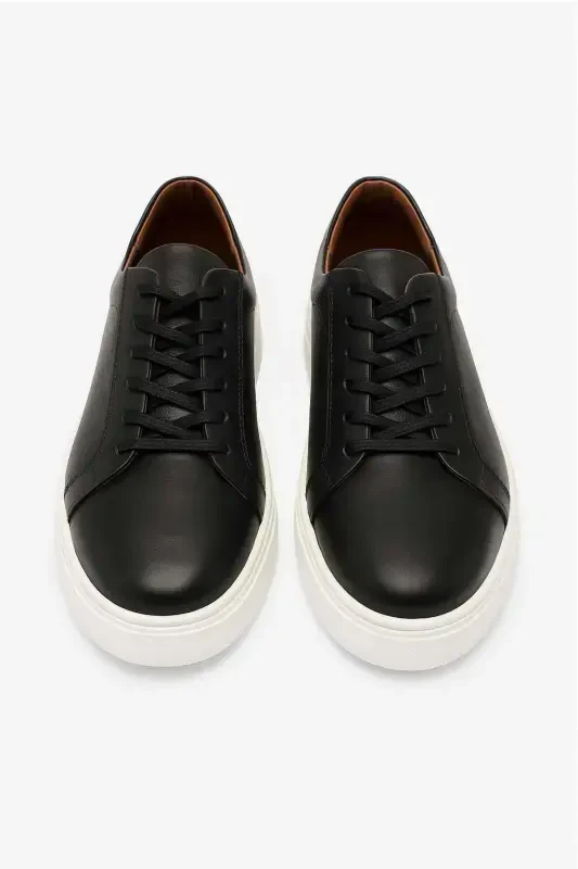 Modazone Men's Black Seasonal Casual Leather Sneakers - 2