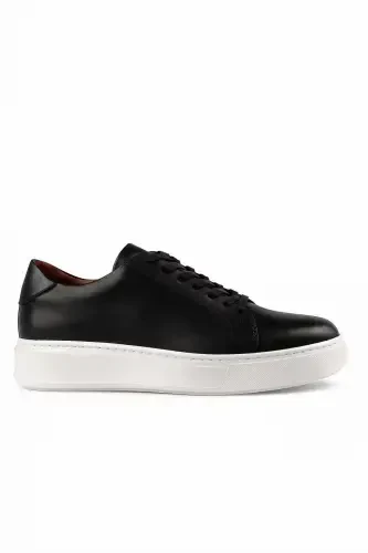 Modazone Men's Black Seasonal Casual Leather Sneakers - 1