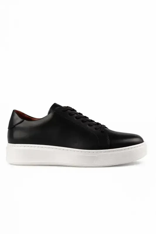 Modazone Men's Black Seasonal Casual Leather Sneakers - 1