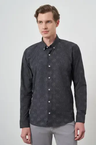 Modazone Men's Black Slim Fit Button-Down Collar Shirt - 3