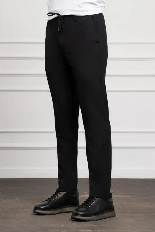 Modazone Men's Black Slim Fit Skinny Drawstring Jogger Pants - 2