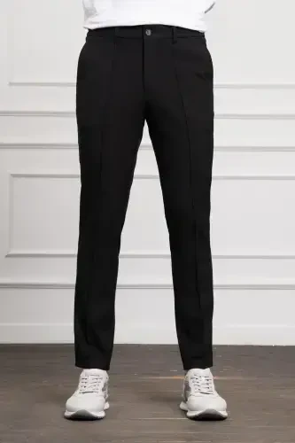 Modazone Men's Black Slim Fit Slim Leg Elastic Waist Trousers - 1