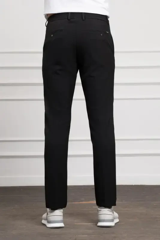 Modazone Men's Black Slim Fit Slim Leg Elastic Waist Trousers - 3