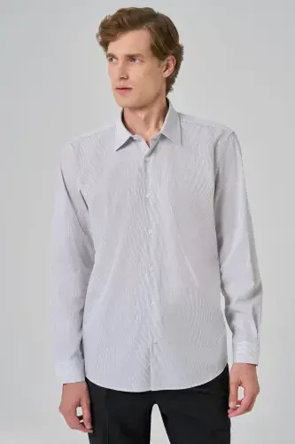 Modazone Men's Black Striped Regular Fit Hard Collar Shirt - MORVEN (1)