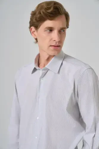 Modazone Men's Black Striped Regular Fit Hard Collar Shirt - 4