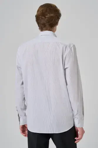 Modazone Men's Black Striped Regular Fit Hard Collar Shirt - 5