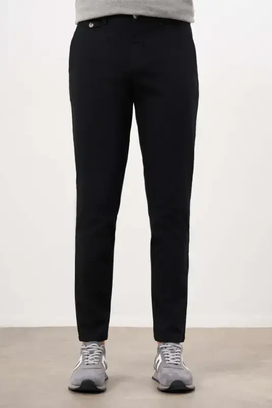 Modazone Men's Black Summer Cotton Side Pocket Slim Fit Chino Pants - 1